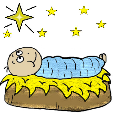 Free Christmas Sunday School Lessons For Kids by Church House Collection- Baby Jesus Laying In A Manger Clipart Cartoon Image